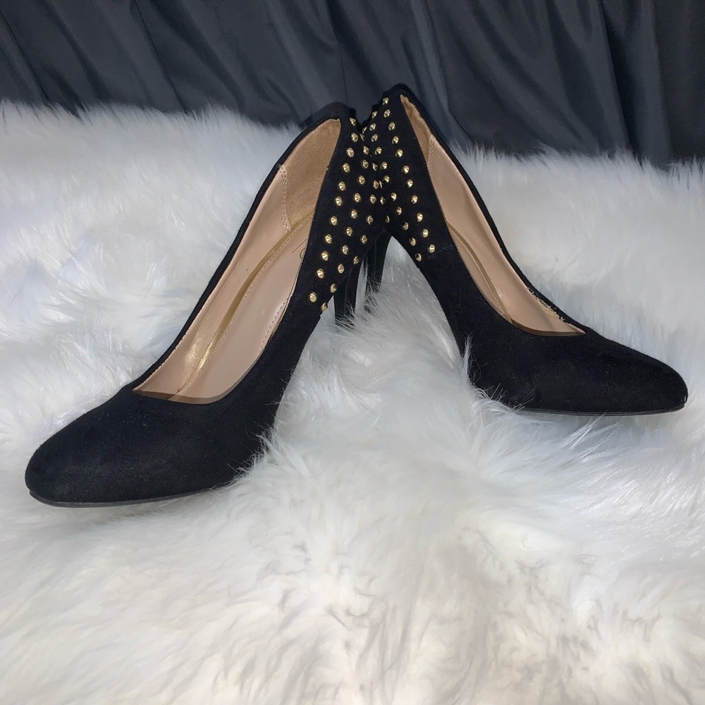 Black with Gold Studded Heels